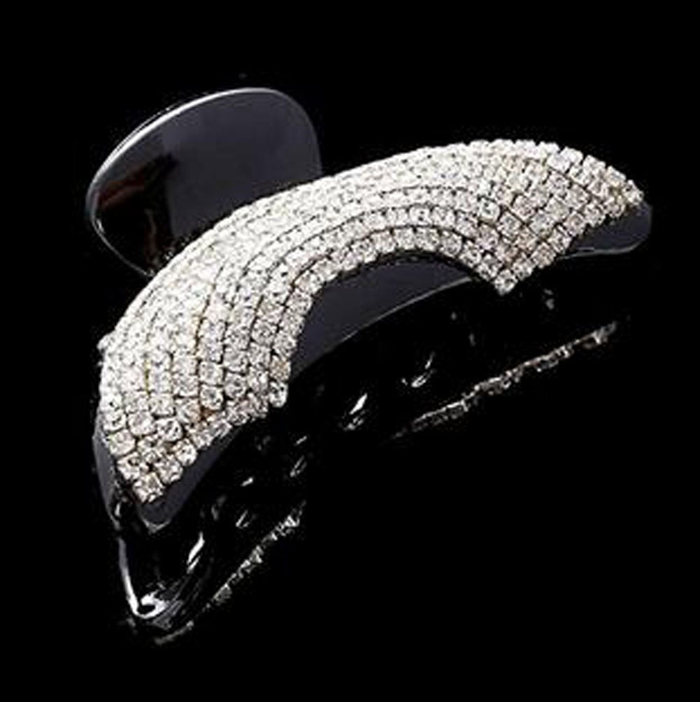 Exquisite Black Acrylic Rhinestones Hairpin Claw Clip Jaw Clips for Women Lady Girls (B#) Beauty & Personal Care Suoirblss