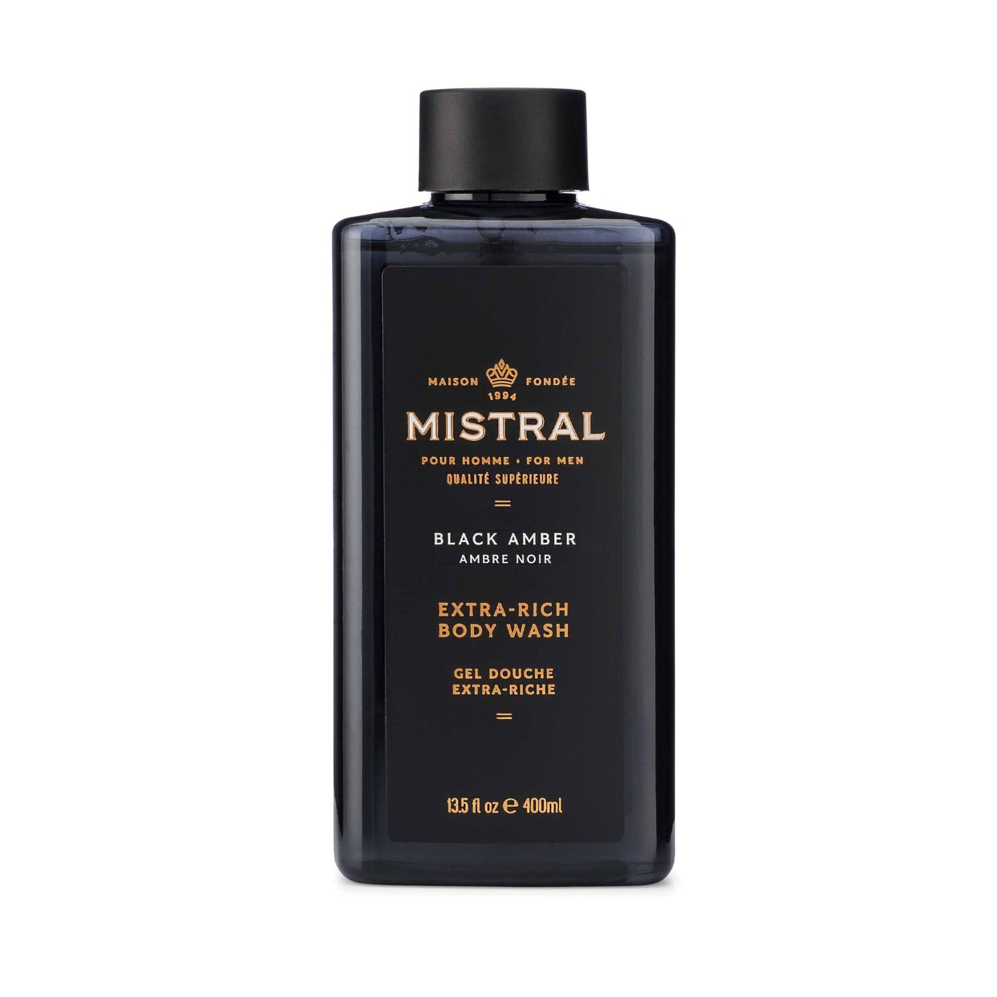 Mistral Men's Body Wash & Shampoo, Black Amber 13.5 oz | 2-in-1 Natural Shower Gel for Men | SLS, Paraben & Phthalate Free | Natural Men’s Body Wash Beauty & Personal Care Mistral