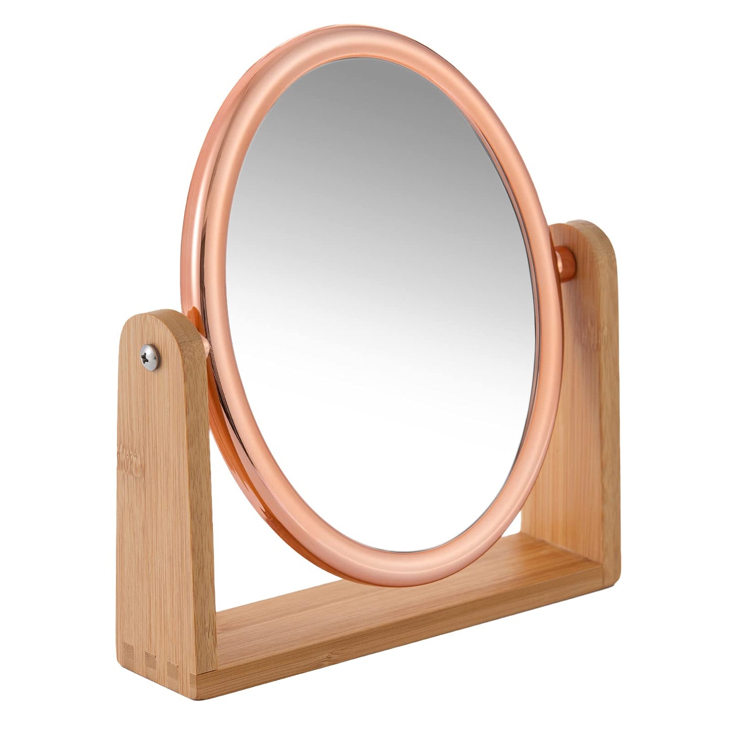 YEAKE Double Sided 10X Magnifying Makeup Mirror with Bamboo Stand,Small Desk Table Mirror with 360° Rotation,Standing Portable Cosmetic Mirror,Good Beauty & Personal Care YEAKE