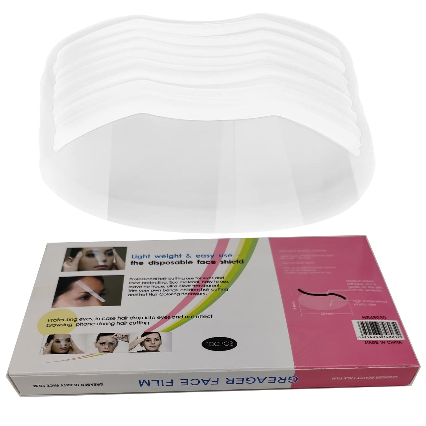 LWBTOSEE Clear Disposable Face Shield, for Shower Haircut Hairspray and Eyelash Extensions Eye Eyebrow Eyelid Surgery Aftercare (100 PCS) Beauty & Personal Care LWBTOSEE