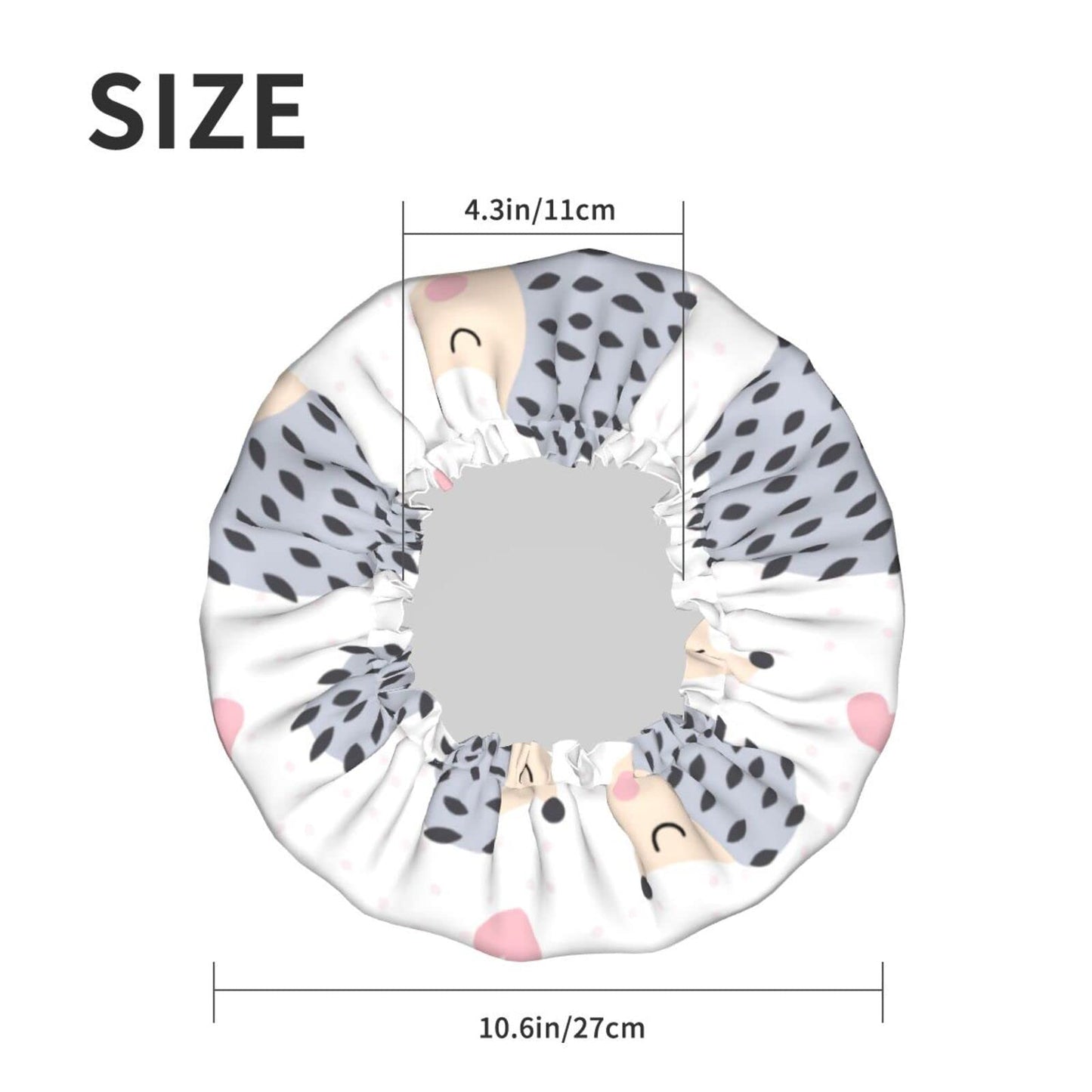 Cute Hedgehog Animal Shower Cap for Women,Double Waterproof Layers Bathing Shower Hat Large Designed for all Hair Beauty and Personal Care JIAOGSNC