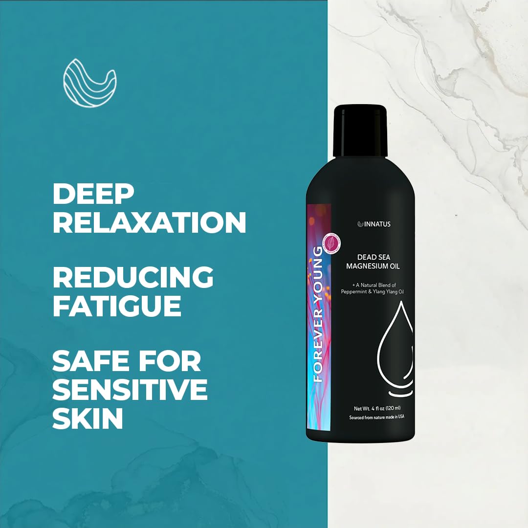 Natural Dead Sea Magnesium Oil - 4oz Topical Oil for Muscle Relief & Skin Hydration - Infused with Natural Oils (Peppermint) Beauty & Personal Care INNATUS
