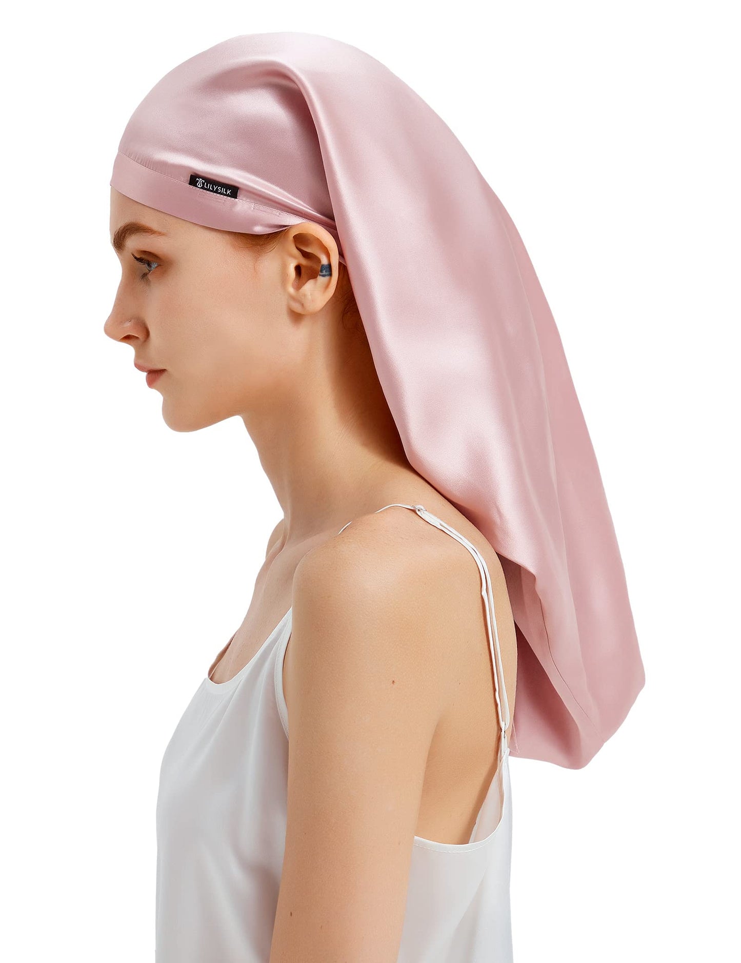 LilySilk Mulberry Silk Sleep Cap 100% 19 Momme Long Silk Bonnet for Curly Hair, Night Cap for Sleeping, Silk Hair Wrap for Women Rosy Pink Beauty and Personal Care LilySilk
