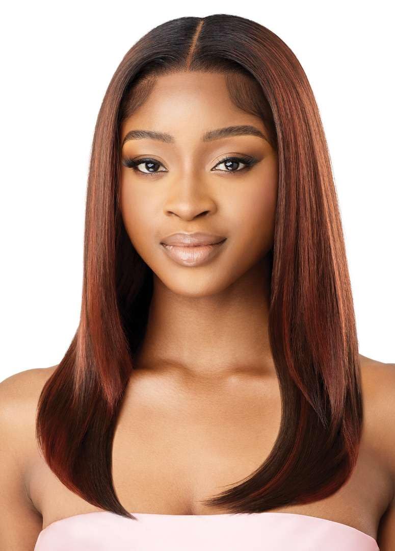 Outre Airtied 100% Fully Hand-Tied Wig - Human Hair Blend - Sleek Yaki 20" (JET BLACK 1)