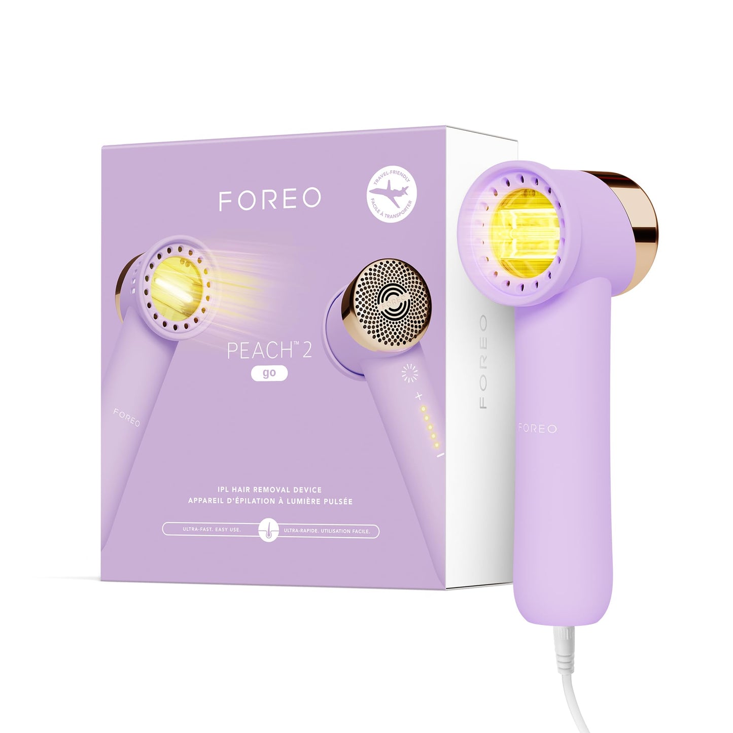 FOREO Peach 2 go IPL Hair Removal Device - Travel-Friendly Permanent Removal - Laser Treatment for Body & Face - Painless & Skin Cooling - Silicone Beauty and Personal Care FOREO