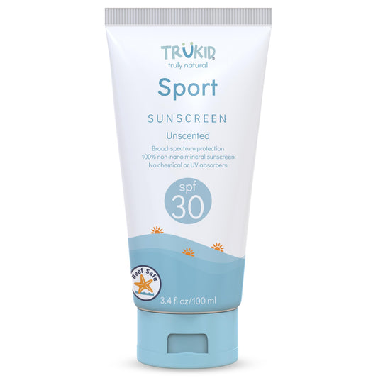TruKid Sport Mineral Sunscreen SPF 30 - All Natural Kids & Baby Sunscreen for Face & Body, Non-Toxic Zinc Oxide Sunblock Protection for Sensitive Beauty & Personal Care TruKid