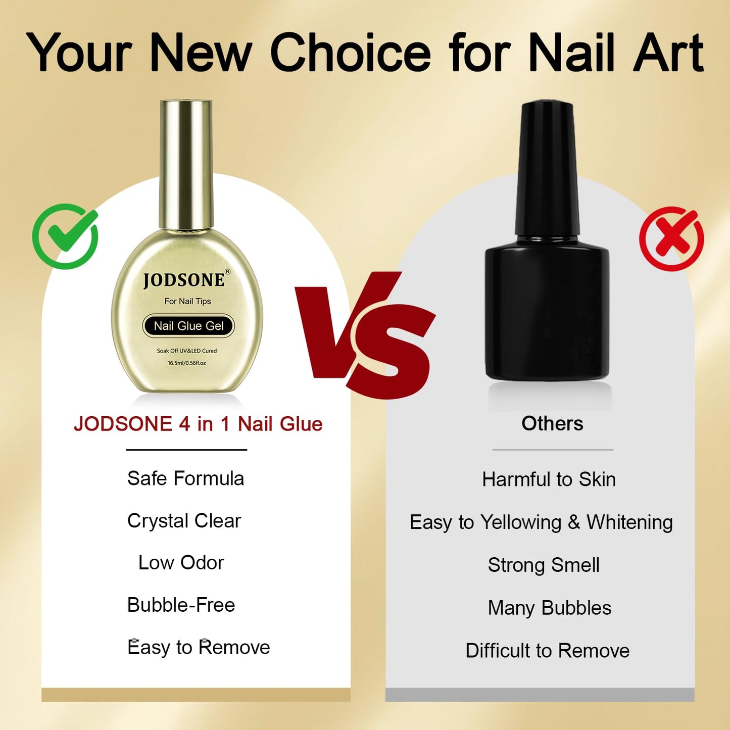 JODSONE Nail Glue Gel - 16.5ml 4-in-1 Formula for Tips, Base Coat, Builder Gel & Rhinestones. Achieve Long-Lasting, Salon-Quality Art at Home Requires Beauty and Personal Care JODSONE