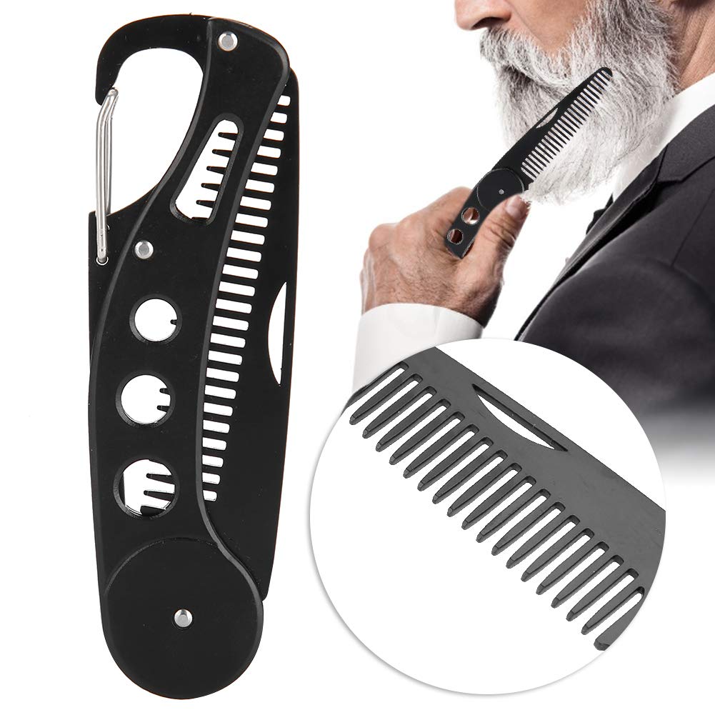 Delaman Men's Stainless Steel Folding Multifunctional Pocket Comb for Beard and Mustache Styling Beauty and Personal Care Delaman