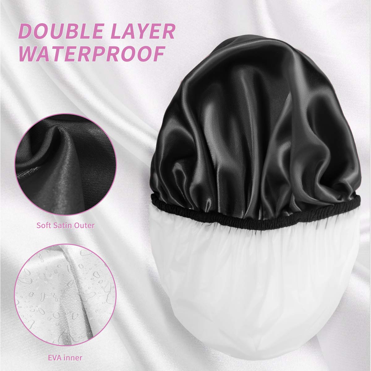 Aquior Shower Caps, Extra Large for Women Long Hair, Double Layer Waterproof Reusable Hair Cap 4 Pieces Beauty & Personal Care Aquior