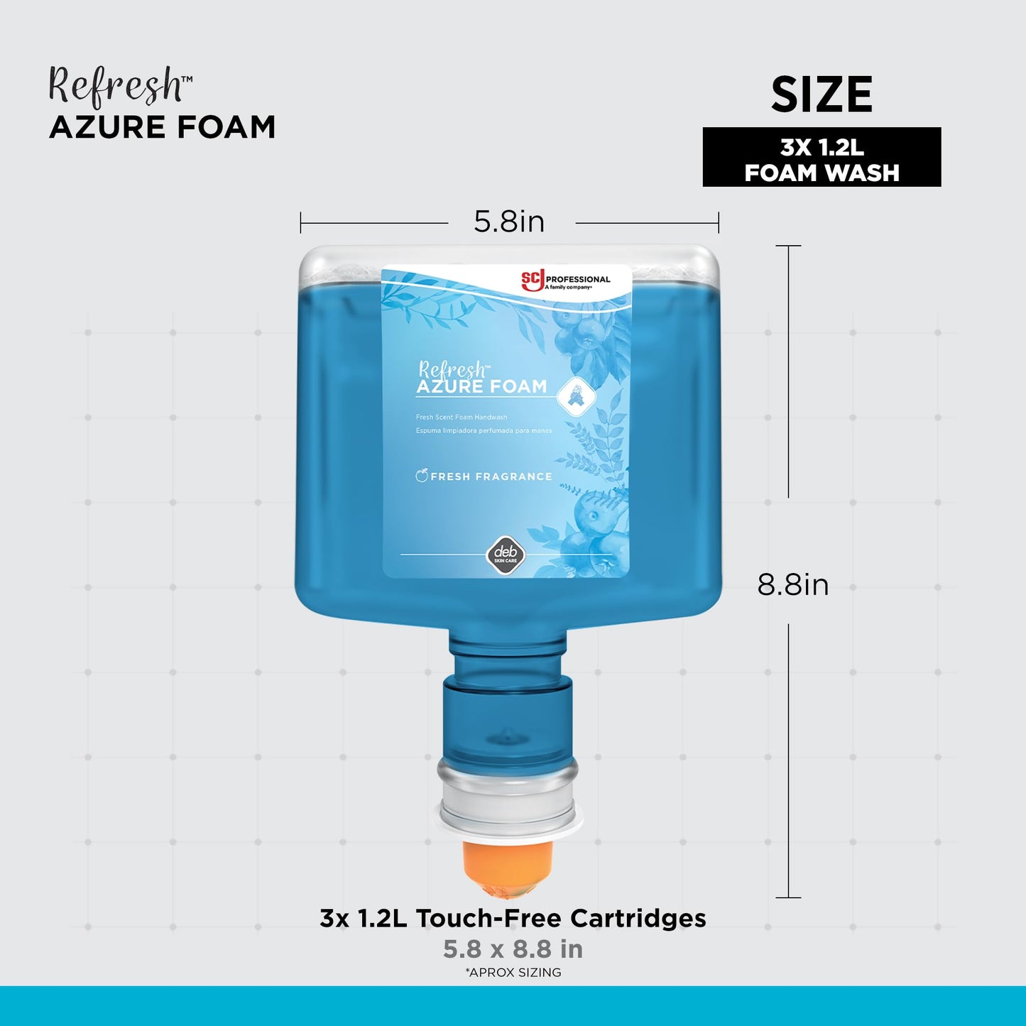 SC Johnson Professional REFRESH AZURE FOAM HAND SOAP 1.2 LITER TOUCH FREE, 3 PACK Beauty & Personal Care SC Johnson Professional
