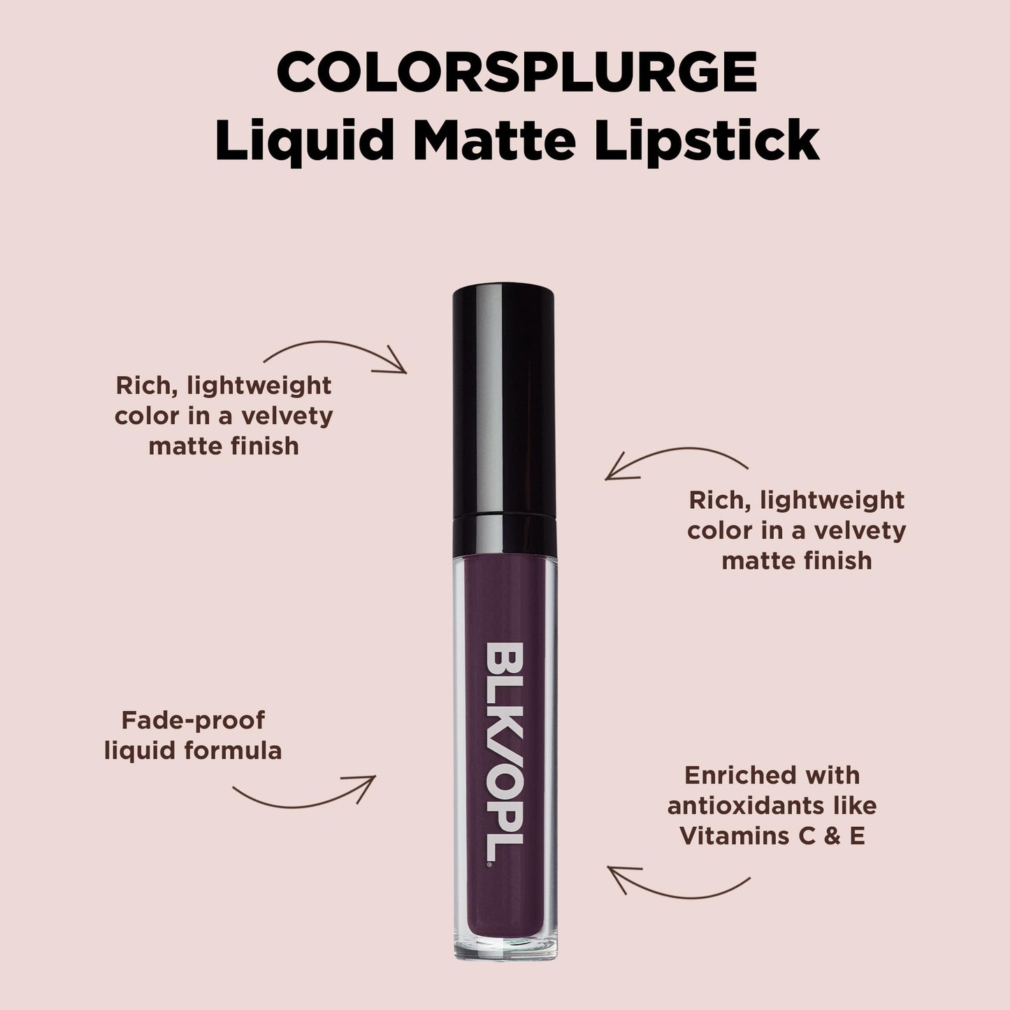 Black Opal BLK/OPL COLORSPLURGE Liquid Matte Lipstick, Raisin Crush - long-lasting, enriched with Vitamins C & E, paraben-free, cruelty-free Beauty & Personal Care Black Opal