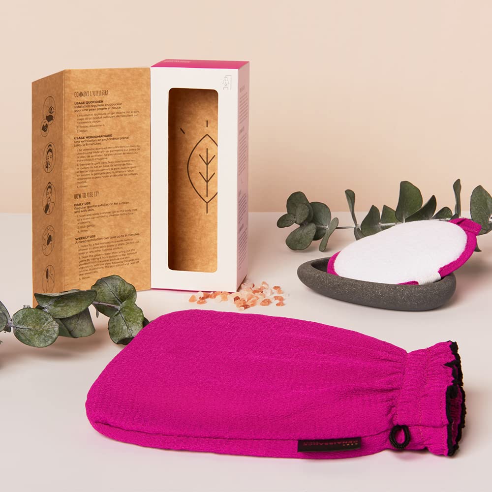 Renaissance Glove a body Exfoliating Mitt with face scrubbing accessory by Daniele Henkel - Vegan more effective & resistant than a loofah, brush or Beauty & Personal Care LE GANT RENAISSANCE
