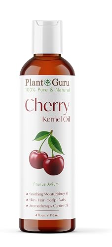 Plant Guru Cherry Kernel Oil 4 fl. oz. Cold Pressed 100% Pure & Natural Carrier - Skin, Face, Body & Hair Growth Moisturizer. Great for DIY Creams Beauty & Personal Care Plant Guru