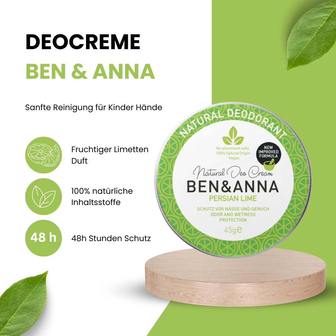 Ben & Anna Natural Persian Lime Cream Deodorant Tin 1.59 oz Beauty and Personal Care Ben & Anna
