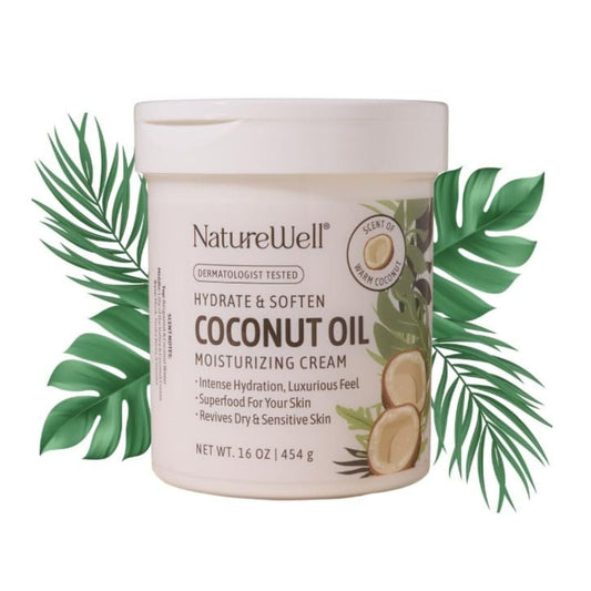 NATURE WELL Hydrate & Soften Coconut Oil Moisturizing Cream for Face, Body, & Hands, Non-Greasy, Intense Hydration & Luxurious Feel, Revives Dry & Sensitive Skin, 16 Oz Beauty & Personal Care NATURE WELL