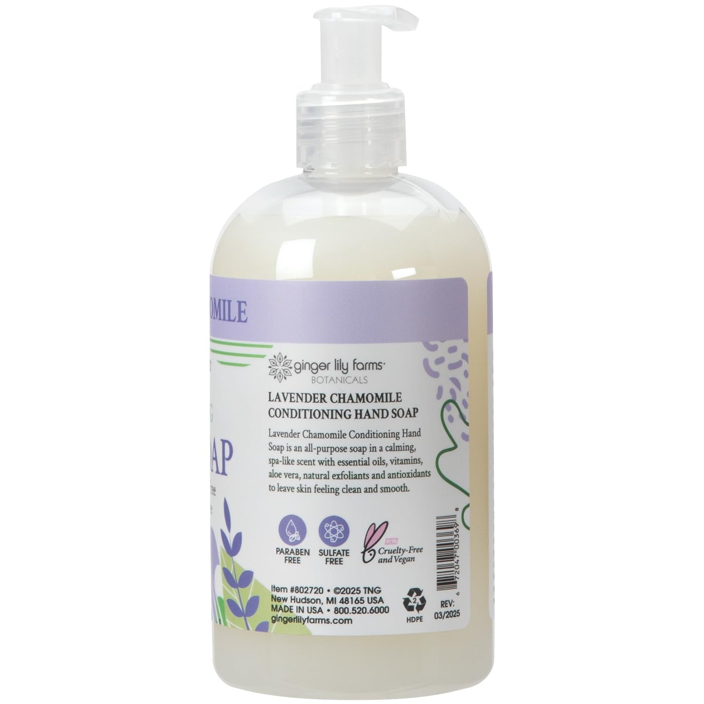 Ginger Lily Farms Botanicals Conditioning Liquid Hand Soap Refill, 100% Vegan & Cruelty-Free, Lavender Chamomile Scent, 12 Fl Oz Beauty & Personal Care Ginger Lily Farms
