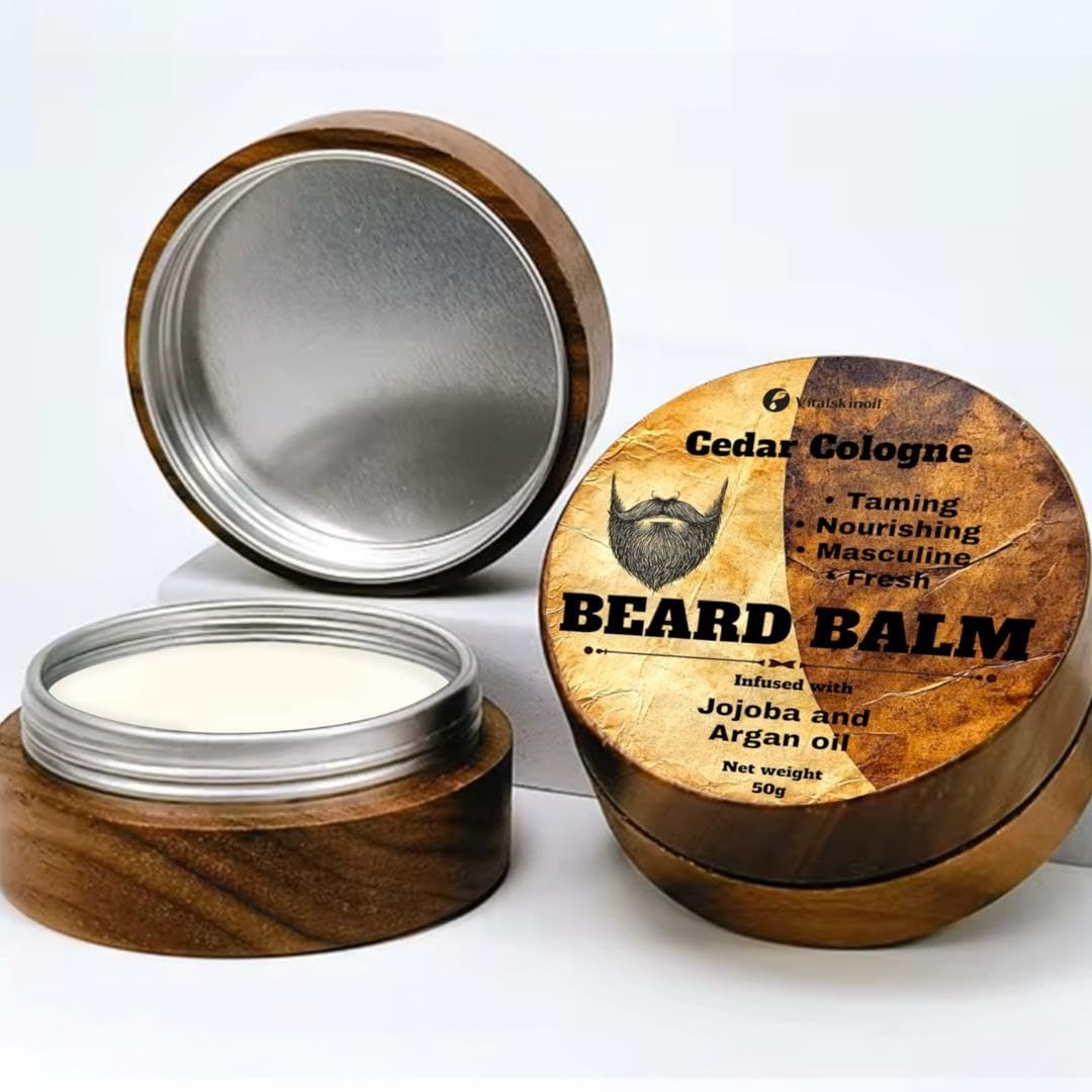Beard Balm for Men, Cologne Scented with Shea Butter, Jojoba and Argan Oil Beauty and Personal Care VITALSKINOIL