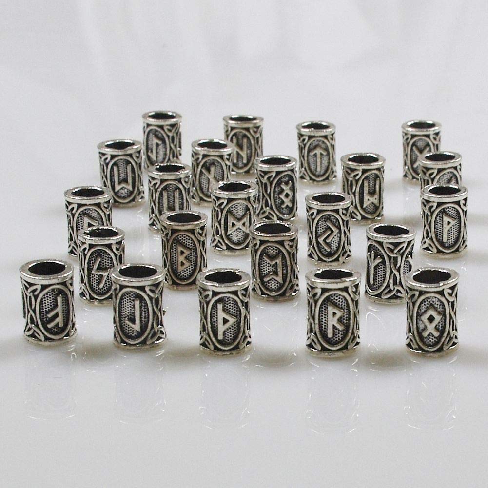 24 PCS Viking Hair Beads Beard Hair Beard Beads 6 PCS Pull Hair Pin Quick Beader 100 PCS Black Rubber Bands and a Bag Beauty & Personal Care Jolbndcv
