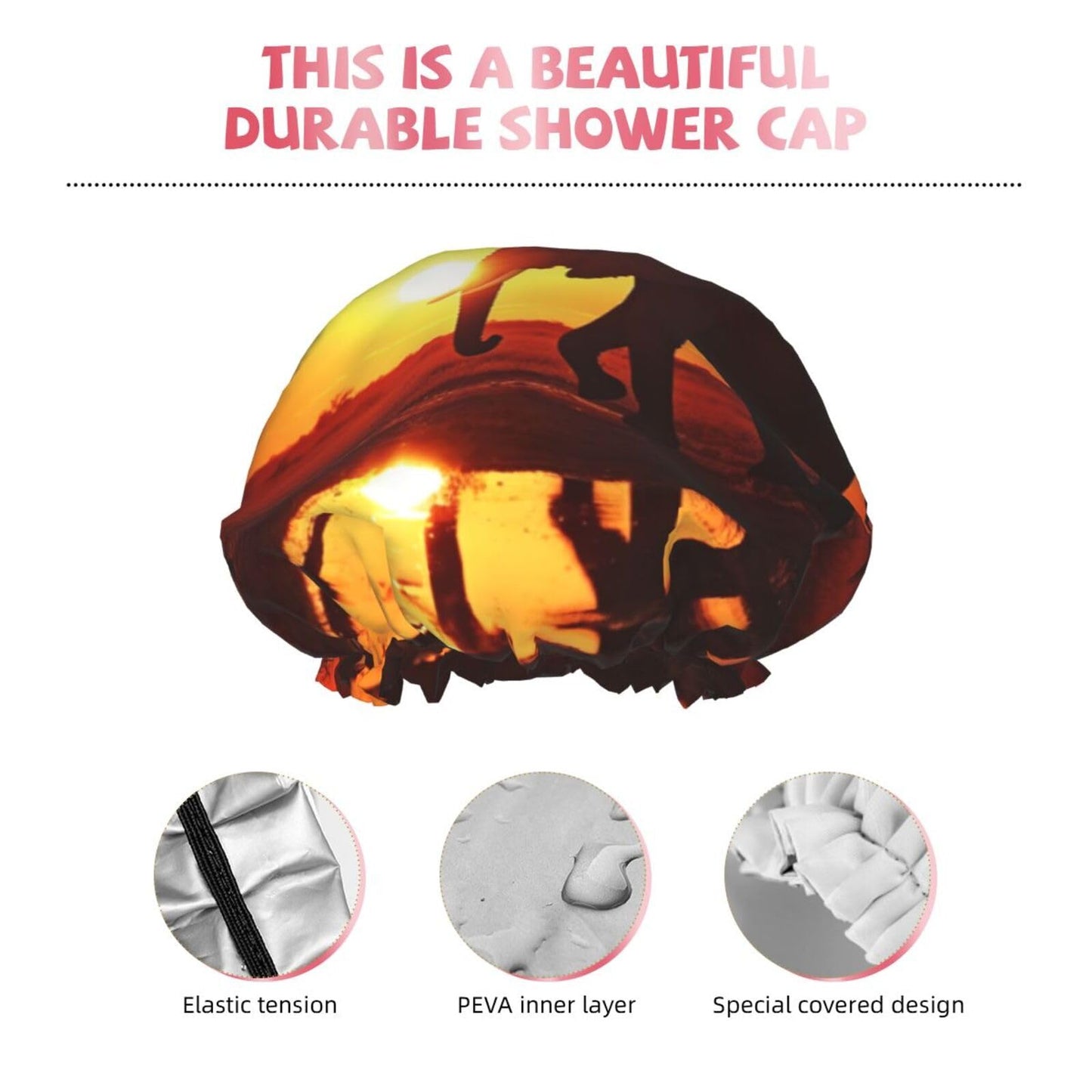 Elephant Pictures Shower Cap For Women Reusable Double Layers Bathing Bath Cap Hair Caps Waterproof Elastic Band Ladies Spa Salon Shower Hat Hair Caps Beauty and Personal Care GDSHJKLW