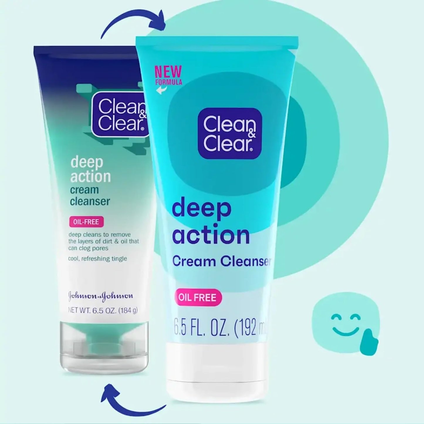 Clean & Clear Oil-Free Deep Action Cream Facial Cleanser with Salicylic Acid Acne Medication, Cooling Face Wash for Deep Pore Cleansing of Acne-Prone Beauty & Personal Care Clean & Clear
