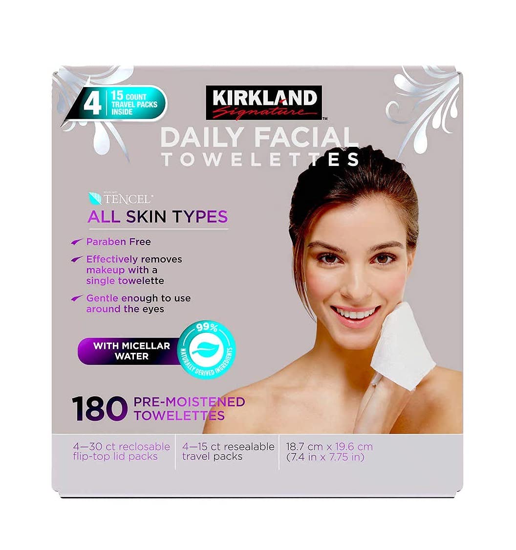 KIRKLAND SIGNATURE Paraben Free Micellar Daily Facial Cleansing Towelettes, 180 Count Beauty & Personal Care KIRKLAND