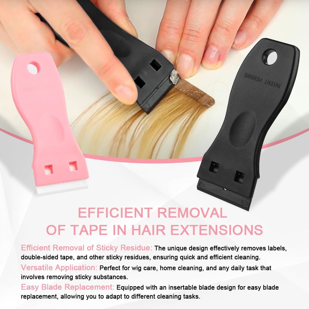 Hair Extension Tape Remover Tool 100Pcs Plastic Razor Blade Double Edged Scraper Blades for Sticker Scraper Tool Tape Remover for Tape In Extensions Beauty and Personal Care Hair Want