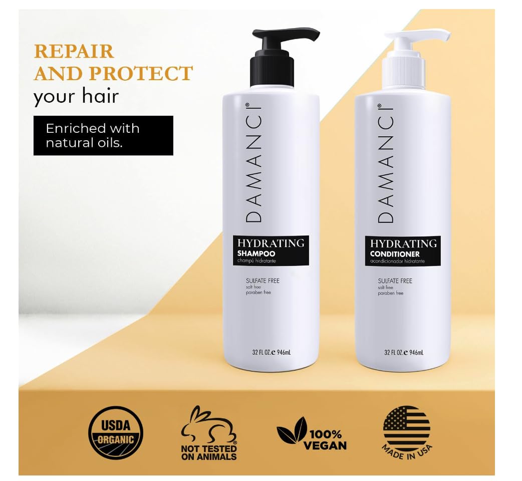 Damanci Hydrating Shampoo and Conditioner Duo, Sulfate Free Shampoo and Conditioner for Dry Hair, with Keratin and Collagen, Paraben and Salt Free Beauty & Personal Care DAMANCI