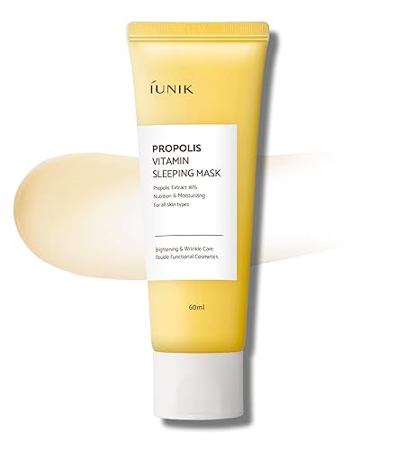 IUNIK Propolis Vitamin Glow Sleeping Mask Night Moisturizer Cream 2.03 Fl Oz Overnight Moisturizing cream Tea Tree Centella Asiatica Extracts Beauty & Personal Care IUNIK