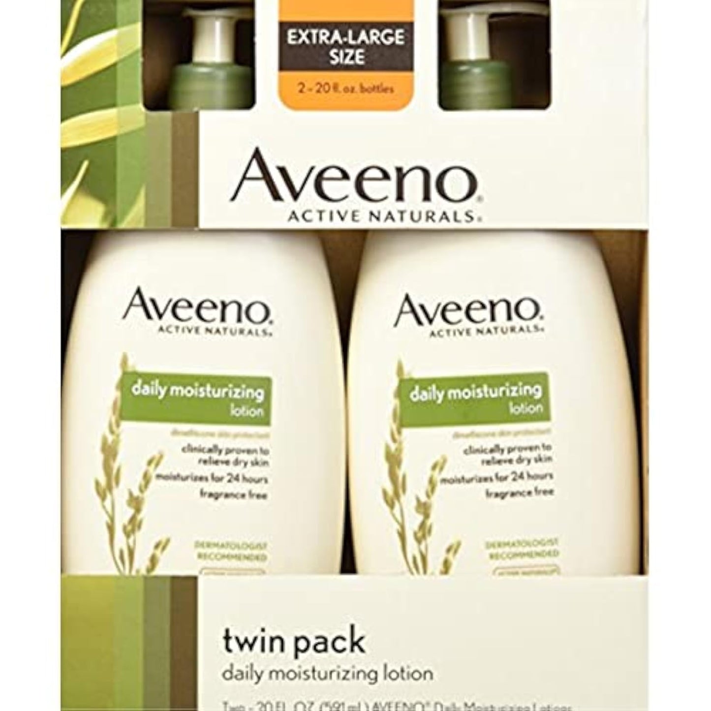 Aveeno Active Naturals Daily Moisturizing Lotion, New 2 Pack Of 20 Fl Ounce Pump, 1 Fl Ounce Beauty & Personal Care Aveeno