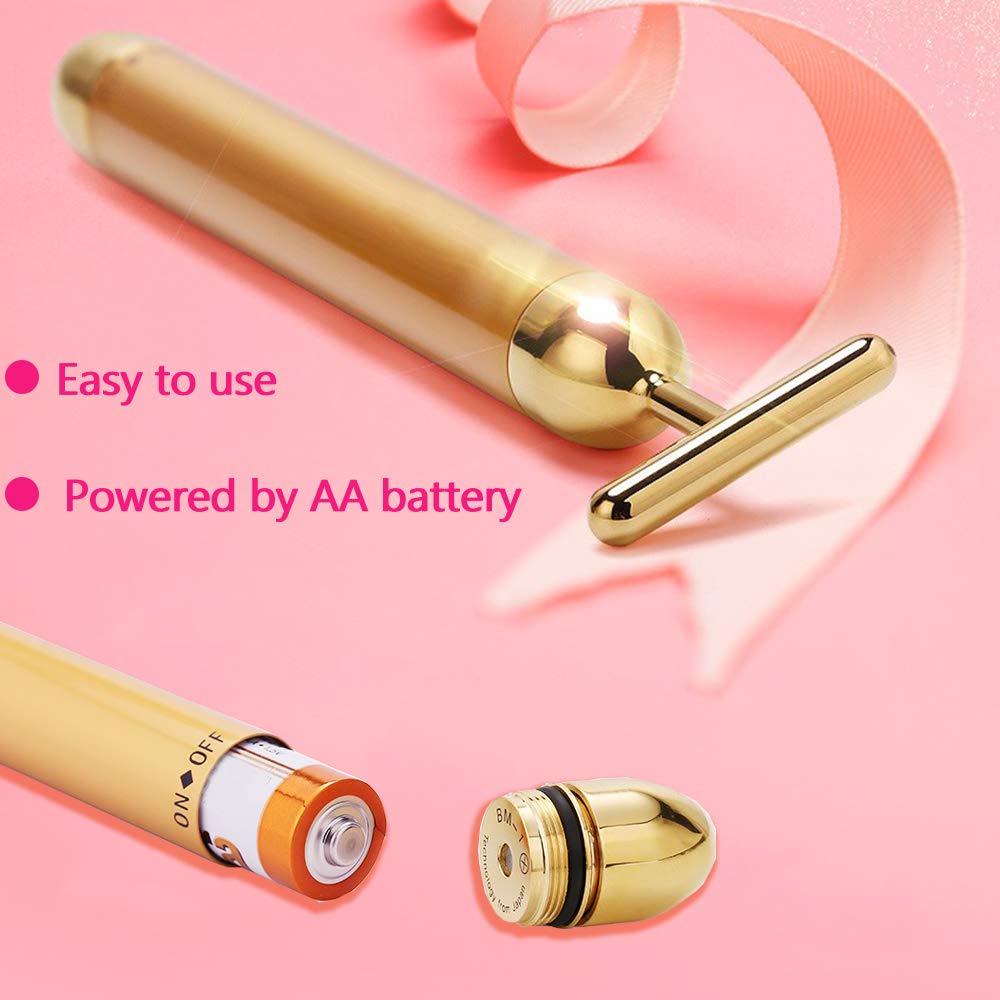 Amirce Face Massager Roller Golden 3D Roller Electric Facial Roller and T Shape Facial Roller Massager Kit Face Rollers Beauty & Personal Care Amirce