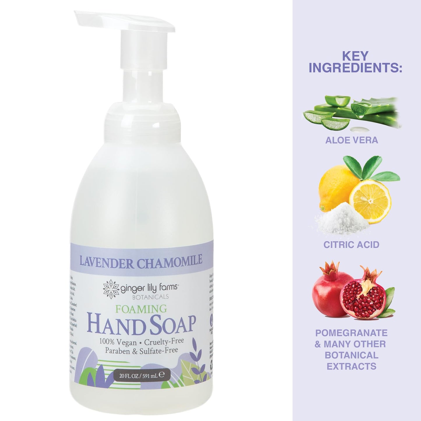 Ginger Lily Farms Botanicals All-Purpose Foaming Hand Soap Refill, 100% Vegan & Cruelty-Free, Lavender Chamomile Scent, 20 Fl Oz (Pack of 1) Beauty & Personal Care Ginger Lily Farms