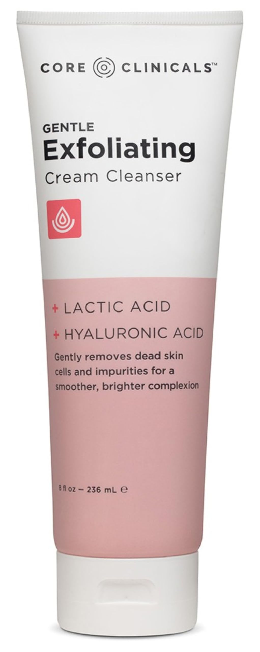 Core Clinicals Gentle Exfoliating Cream Cleanser - Lactic Acid & Hyaluronic Acid | Removes Impurities, Smooths & Hydrates (8 Fl Oz) Beauty & Personal Care Core Clinicals