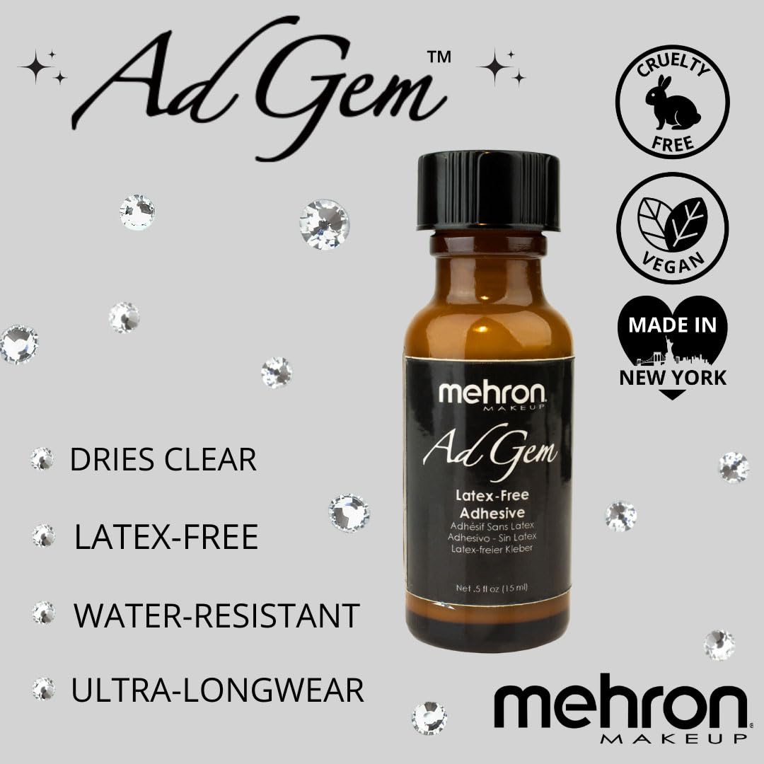 Mehron Makeup AdGem Adhesive | Rhinestone Glue | Latex-Free Eyelash Glue | Body Adhesive .5 fl oz (14 ml)