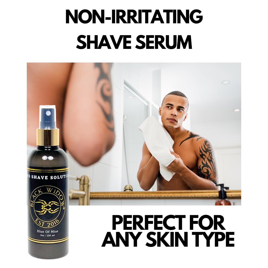 Black Widow Pro Shave Solution - No-Mess Shave Spray Lotion with Hint of Mint, Hydrating Slick Shaving Lotion for Men & Women, Reduces Razor Burn Beauty and Personal Care BLACK WIDOW