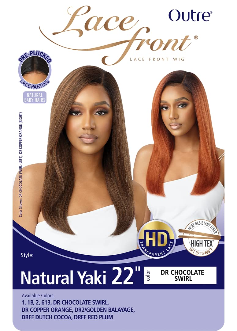 Outre Lace Front Wig Natural Yaki 22" (DRFF RED PLUM)