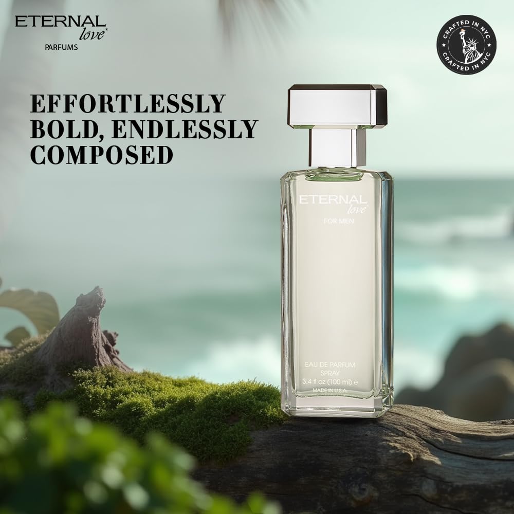 Eternal Love for Men - Long Lasting Eau de Parfum Spray - Premium Clean Fragrance with Amber & Cedarwood - Fresh Sophisticated Scent - 3.4oz Beauty & Personal Care Eternal Love