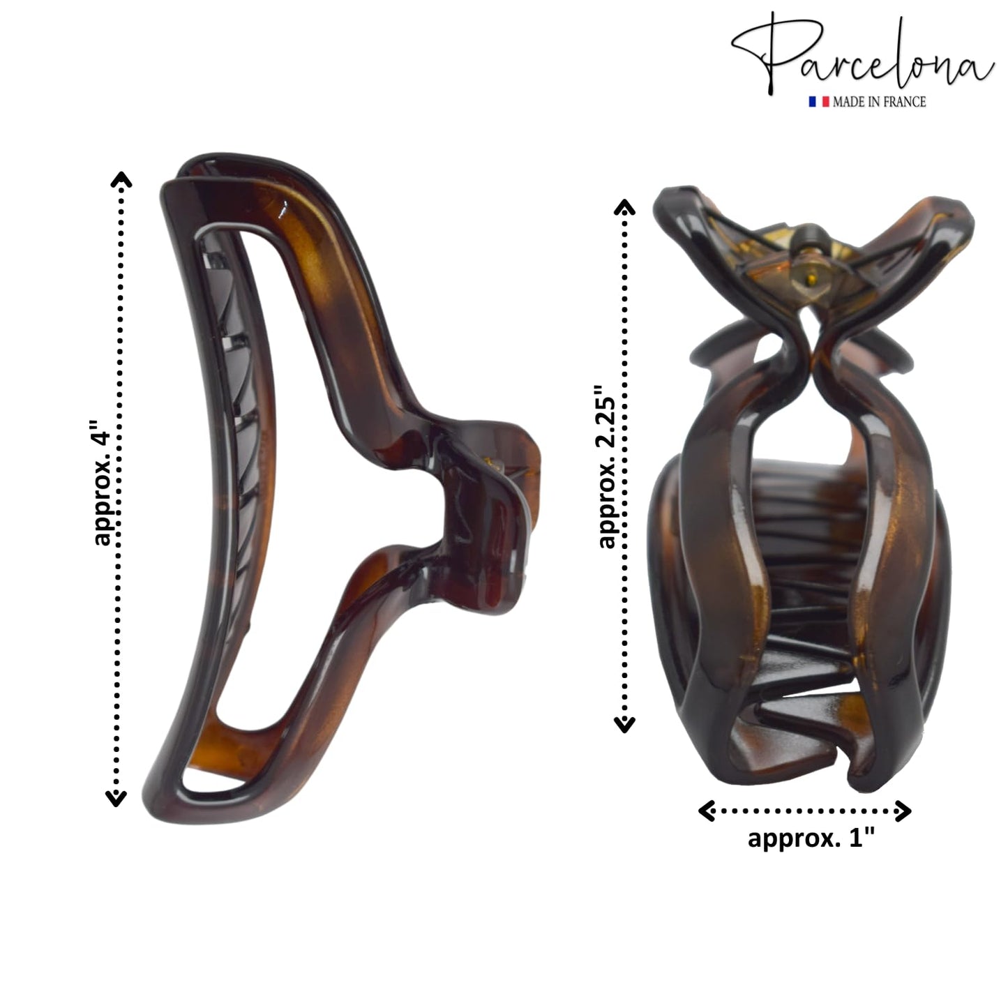 Parcelona French 4 Inch Large Tortoise Shell Flat Teeth Jaw Hair Claw Clip Clamp Clutcher Beauty & Personal Care Parcelona