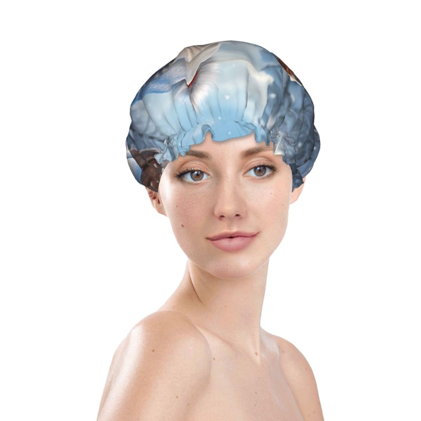 Hardworking Snowman Shower Cap For Women Reusable Double Layers Bathing Bath Cap Hair Caps Waterproof Elastic Band Ladies Spa Salon Shower Hat Hair Beauty and Personal Care GDSHJKLW