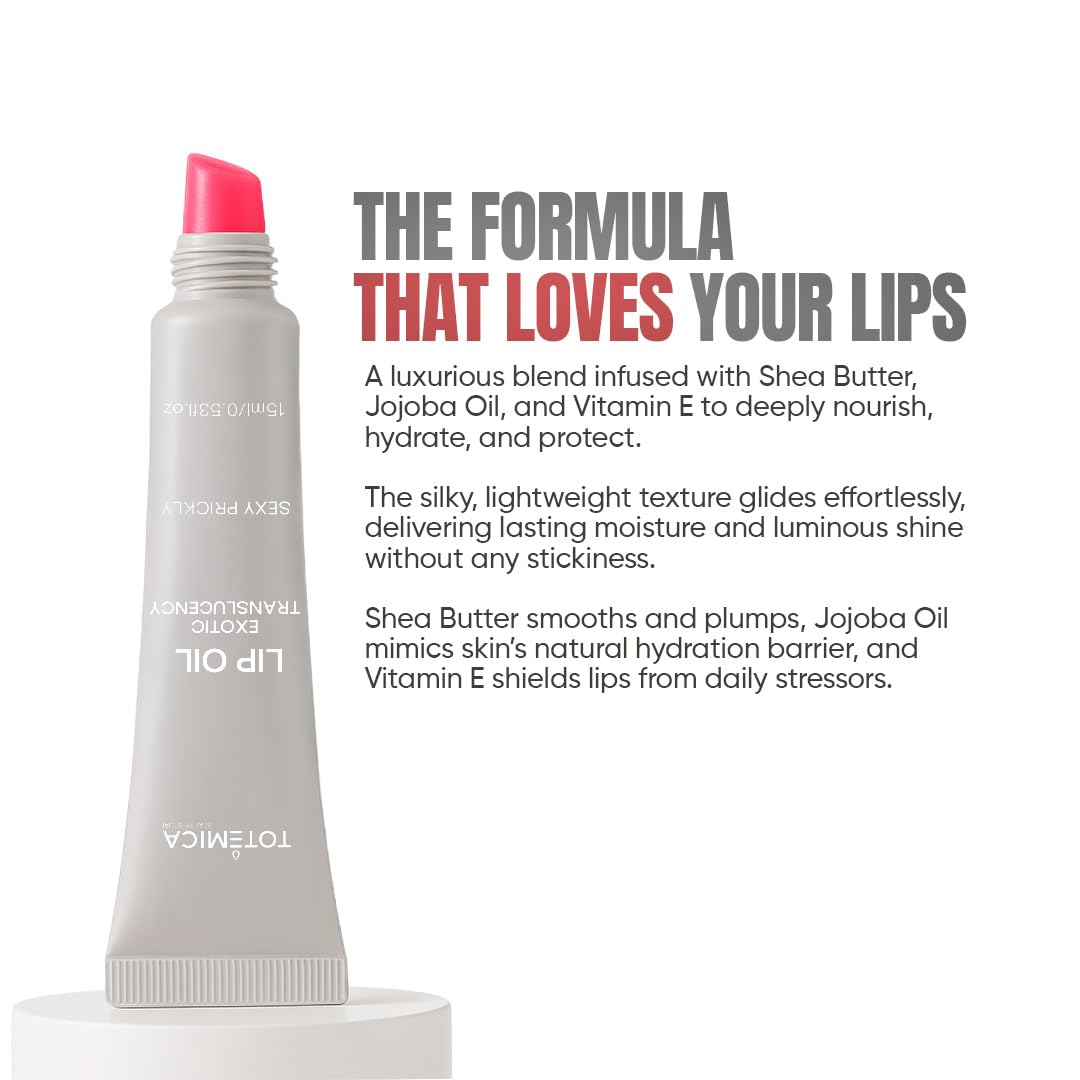 TOTEMICA Lip Oil for women by Ana Patricia, Hydrating Exotic Translucency, Glossy Lip Balm Shine with Shea Butter & Jojoba Oil, Non-Sticky Lip Gloss Beauty and Personal Care TOTEMICA