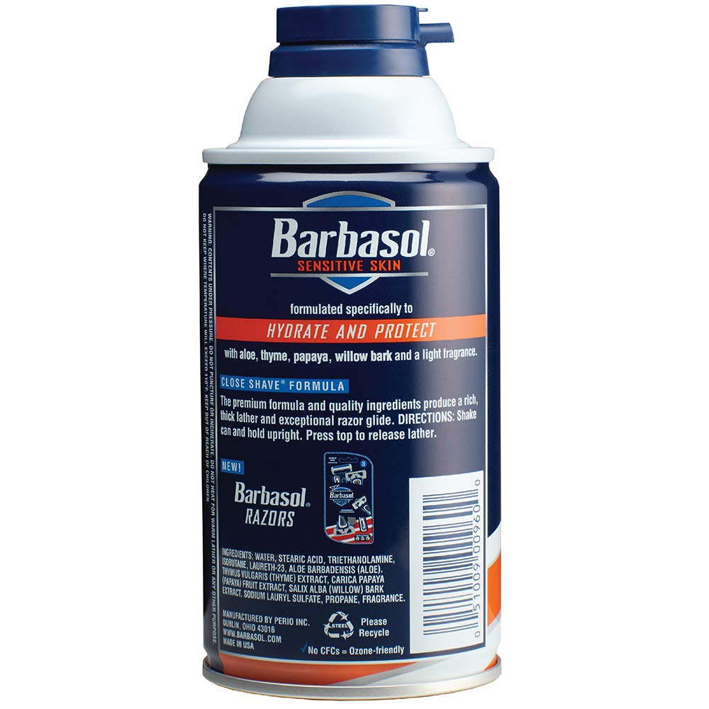 Barbasol Sensitive Skin Thick and Rich Shaving Cream for Men, 10 oz., Pack of 6 Beauty and Personal Care Barbasol