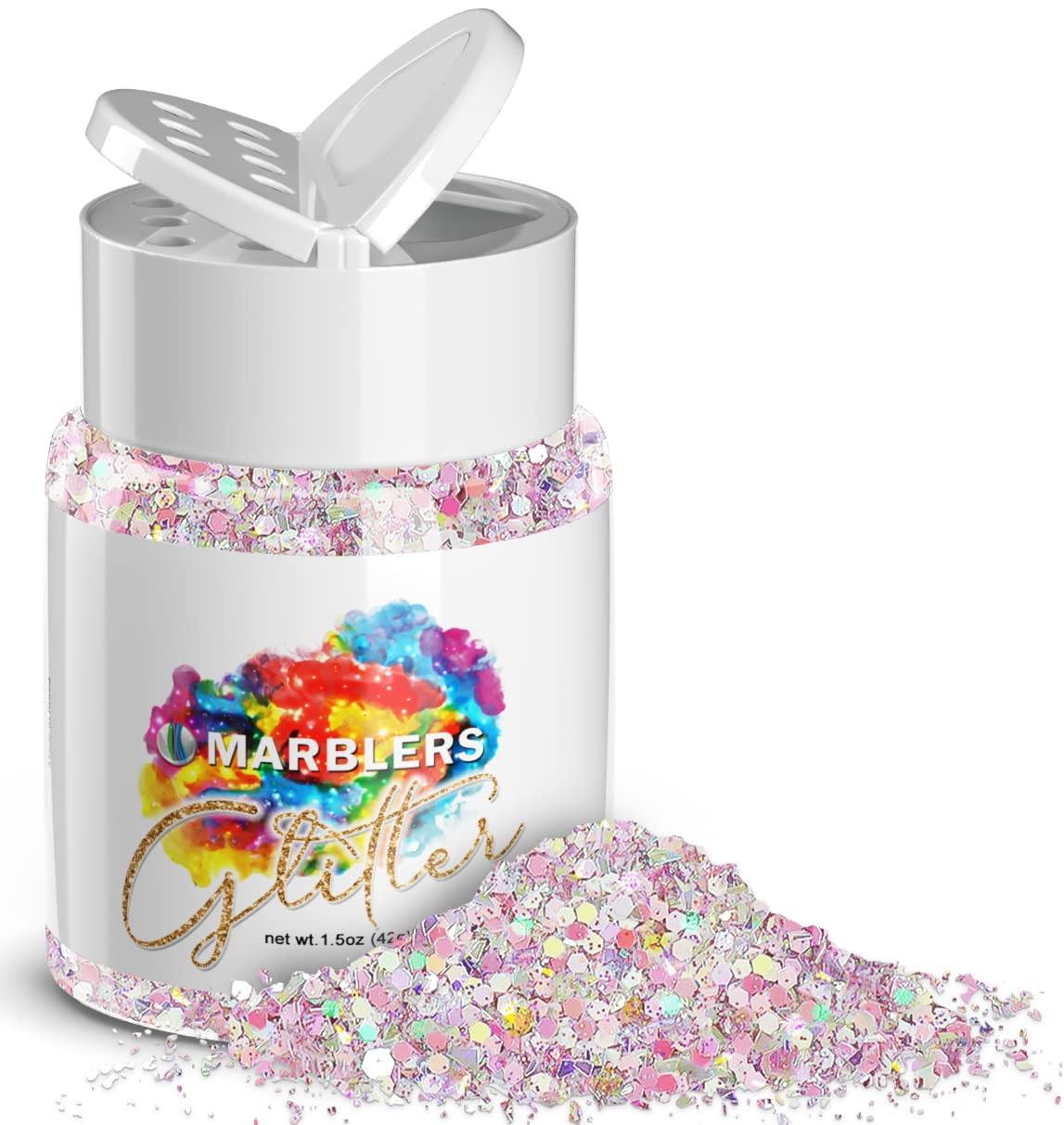 MARBLERS Holographic Glitter [Mixed Pink] 1.5oz (42g) | Chunky | Non-Toxic, Vegan, Cruelty-Free | Face, Body, Eyeshadow, Hair, Festival, Party Makeup Beauty & Personal Care MARBLERS