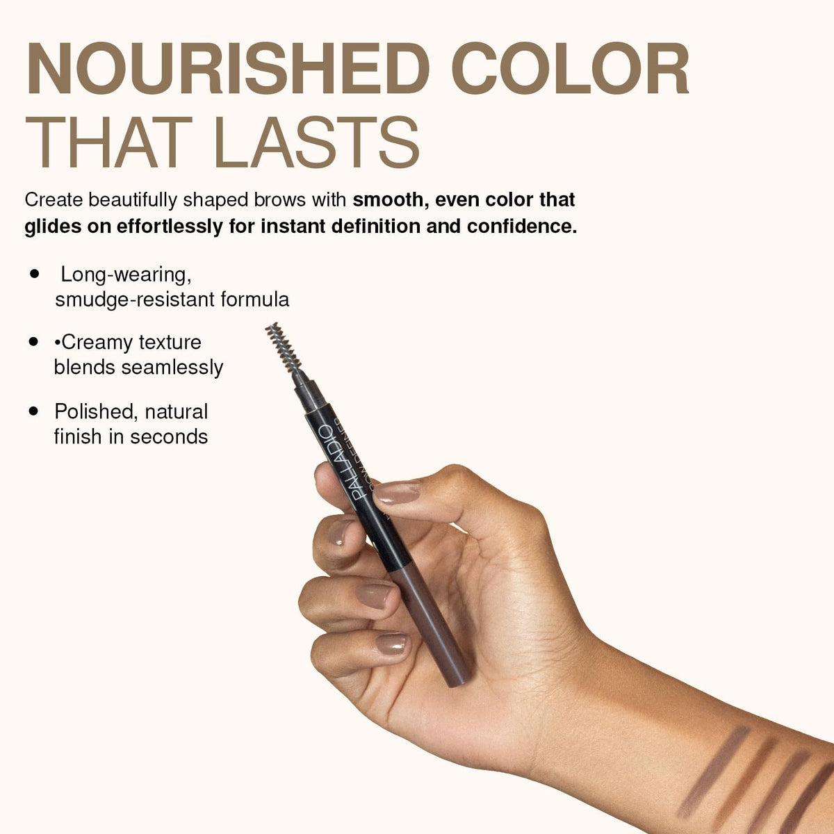 Palladio Brow Definer Retractable Pencil, Triangular Tip Fills Brows for a Natural Look, Tame and Shape Eyebrows with Spoolie Brush, Eyebrow Shaper Beauty & Personal Care Palladio