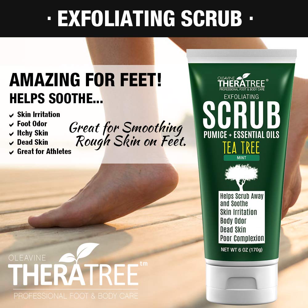 Tea Tree Oil Exfoliating Scrub with Bamboo Charcoal, Neem Oil & Natural Pumice by Oleavine TheraTree Beauty & Personal Care Oleavine