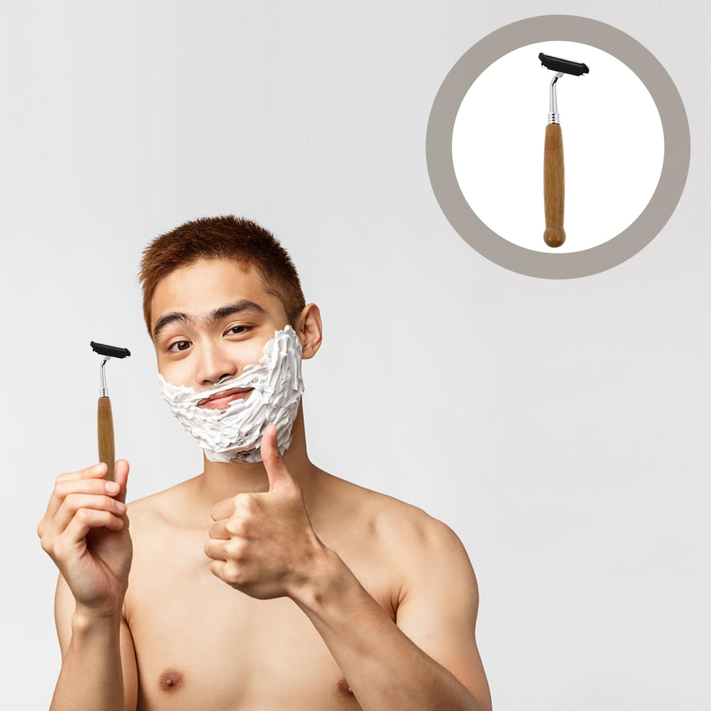 Hemoton Manual Beard Razors Bamboo Handle Double-Edged Safety Shavers Stainless Steel Blades Lightweight Travel Shaving Tools for Men Grooming Beauty and Personal Care Hemoton
