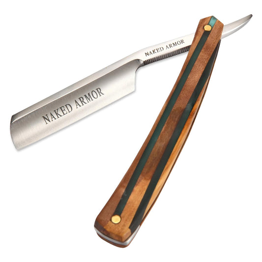 Naked Armor Lac Straight Razor - Shave Ready 7/8" Spike Nose Japanese Steel Straight Razors for Men with Sandalwood Scale, Case Included, Close Shave Beauty and Personal Care Naked Armor