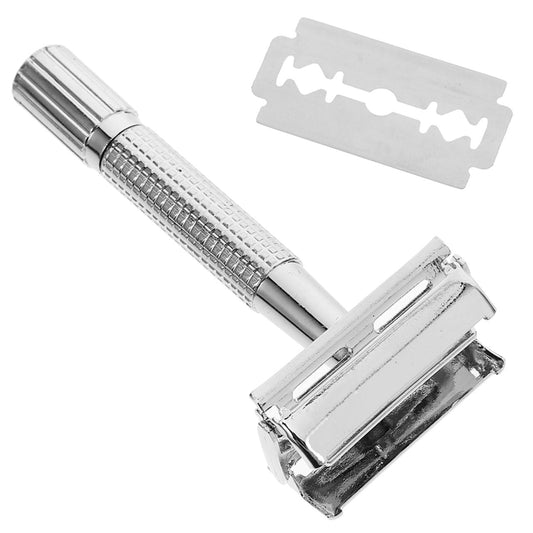 Artibetter Manual Beard Shaver Safety Razor with Long Handle Butterfly Open Razor for Men Face for Beard Trimming Shaving and Daily Grooming Silver Beauty and Personal Care ARTIBETTER