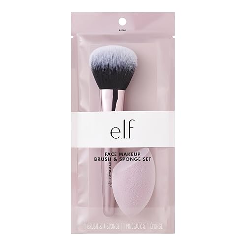 e.l.f. Complexion Brush & Sponge Duo, 2-Step Face Sponge & Makeup Brush Kit For Creating A Flawless Complexion, Vegan Beauty & Personal Care e.l.f.