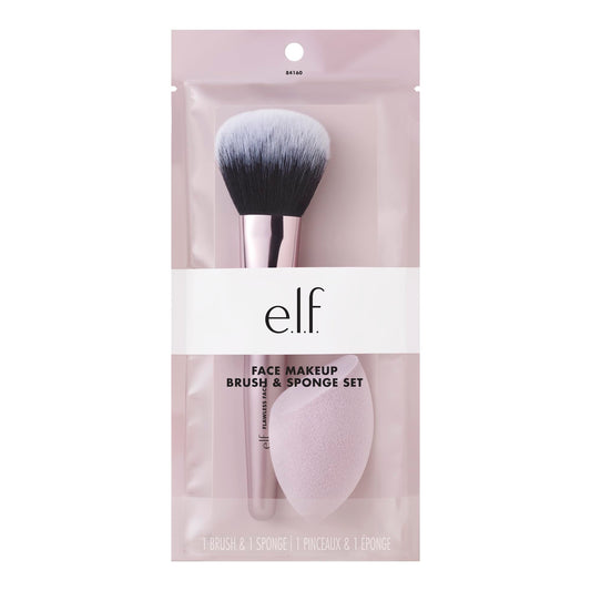 e.l.f. Complexion Brush & Sponge Duo, 2-Step Face Sponge & Makeup Brush Kit For Creating A Flawless Complexion, Vegan Beauty & Personal Care e.l.f.