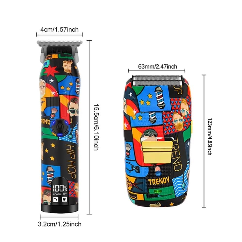 EWKYLSEM Razors Fully Graffitied Electric Trimmer Two-Piece Set, Rechargeable Cordless Hair Clippers, Men's graffitied Razor, Graffitied Beauty and Personal Care EWKYLSEM