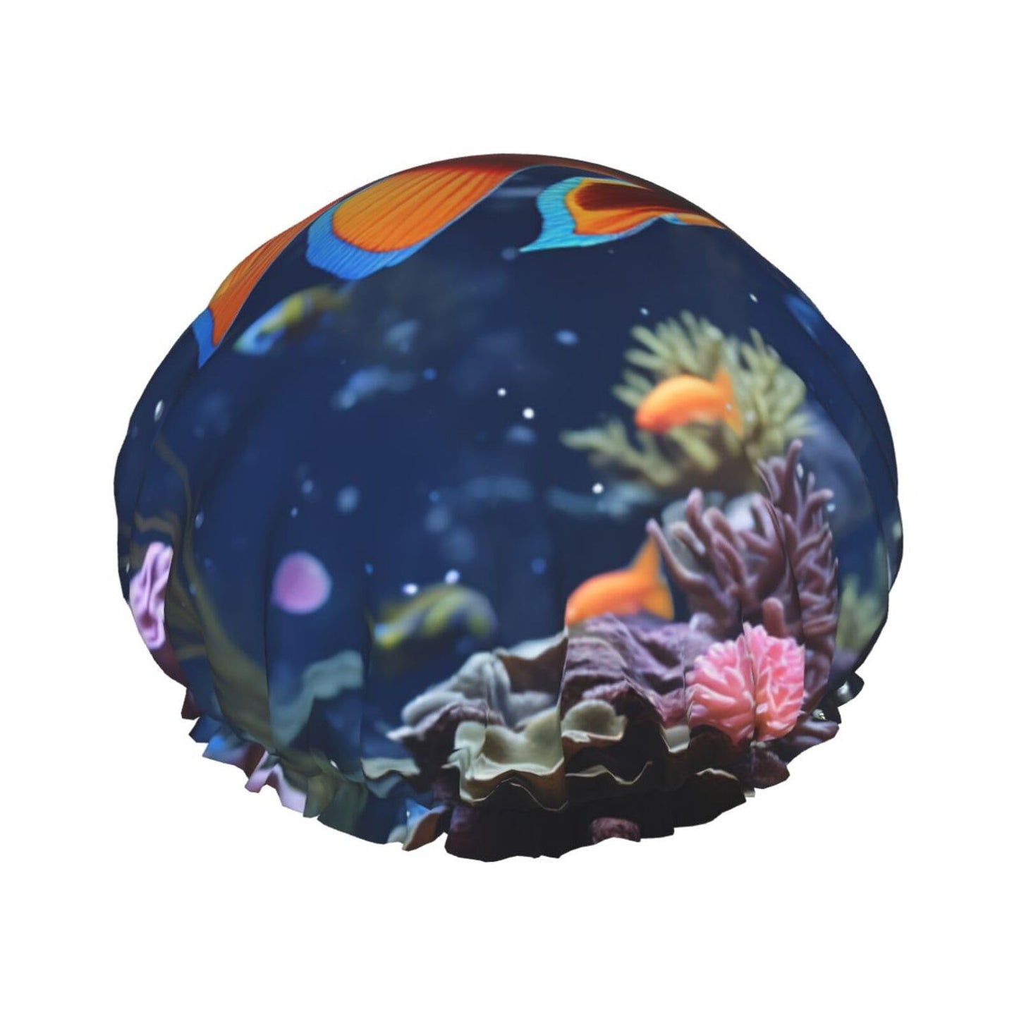 Fishs Shower Cap For Women Reusable Double Layers Bathing Bath Cap Hair Caps Waterproof Elastic Band Ladies Spa Salon Shower Hat Hair Caps Beauty and Personal Care GDSHJKLW